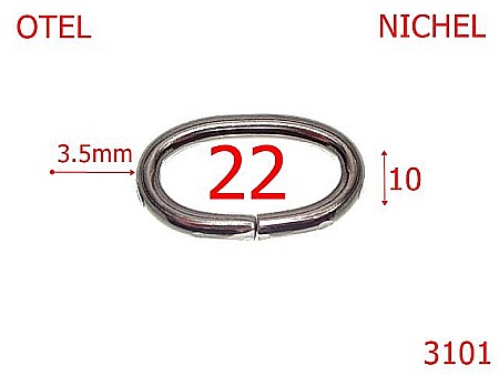 Inele ovale - 3101/INEL OVAL-22-mm-3.5-nichel---3D6--