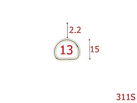 Accesorii metalice pentru marochinarie - 311S/INEL D  1.3CM*2.2MM SATIN-13-mm-2.2-SATIN-----C23