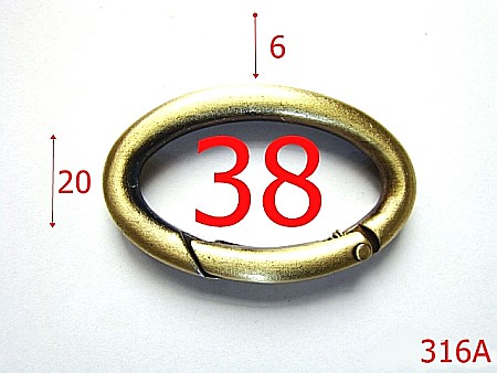 Inele ovale - 316A/INEL  OVAL CARABINA  38MM /ANTIK-38-mm-6-antic---3G6--C24