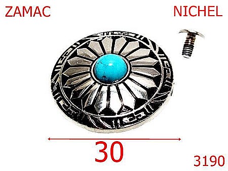 Accesorii metalice pentru marochinarie - 3190/ORNAMENT -30-mm---nichel-21 B 12----
