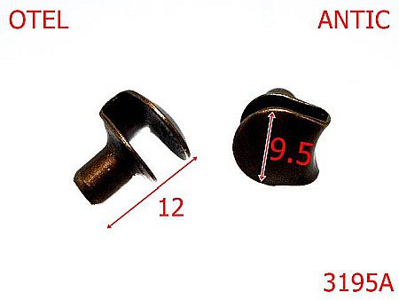 Accesorii metalice pentru marochinarie - 3195A/CARLIG BOCANC-9.5-mm---antic-11A-11A2-4L6--