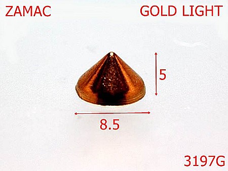 Accesorii metalice pentru marochinarie - 3197G/PIRAMIDA-8.5-mm---gold light---9A4--