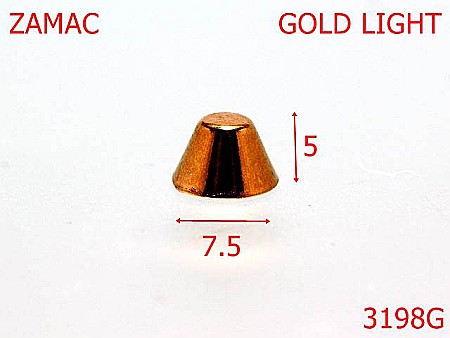 Accesorii metalice pentru marochinarie - 3198G/PIRAMIDA-7.5-mm---gold light---9A3--