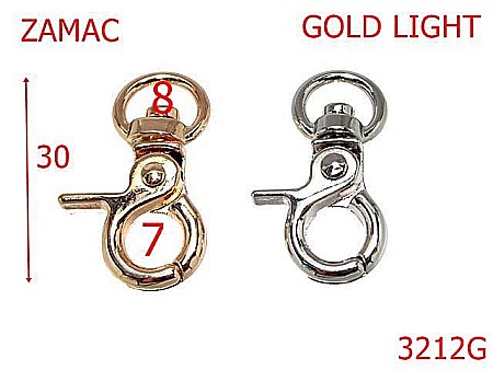 Carabine poseta - 3212G/CARABINE-8-mm---gold light---5C3--