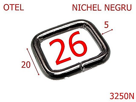 Inele dreptunghiulare - 3250N/INEL DREPTUNGHIULAR-26-mm-5-nichel negru---3I2--