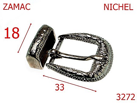 Accesorii metalice pentru marochinarie - 3272/CATARAMA POSETA-18-mm---nichel---6D7--