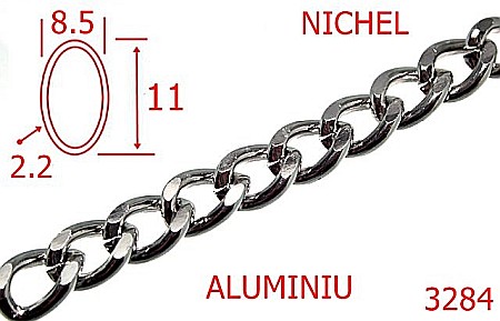 Lant poseta aluminiu - 3284/LANT ALUMINIU-8.5-mm-2.2-nichel---7J3--
