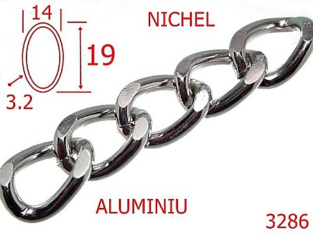 Lant poseta aluminiu - 3286/LANT ALUMINIU-14-mm-3.2-nichel-----