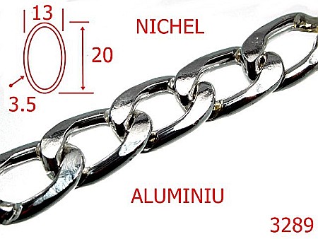 Lant poseta aluminiu - 3289/LANT ALUMINIU-13-mm-3.5-nichel--5E7-5E2