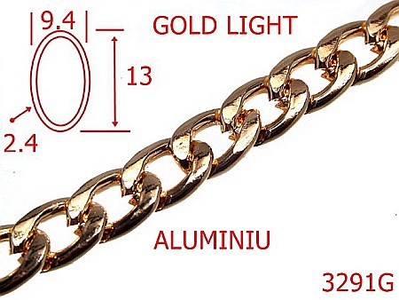 Lant poseta aluminiu - 3291G/LANT ALUMINIU-9.4-mm-2.4-gold light---7I2--