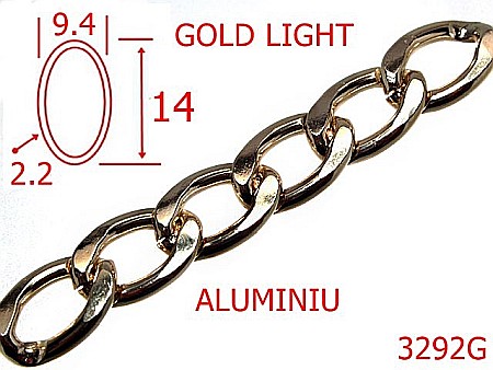 Lant poseta aluminiu - 3292G/LANT ALUMINIU-9.4-mm-2.2-gold light---7H1--