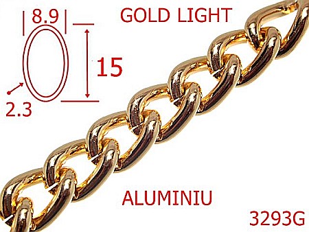 Lant poseta aluminiu - 3293G/LANT ALUMINIU-8.9-mm-2.3-gold light---7H2--