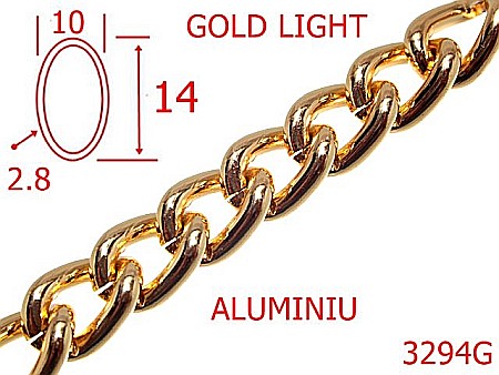 Lant poseta aluminiu - 3294G/LANT ALUMINIU-10-mm-2.8-gold light---7H4--