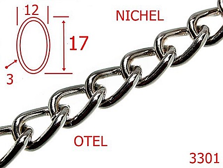 Lant poseta otel - 3301/LANT OTEL-12-mm-3-nichel---7I3/7H1--