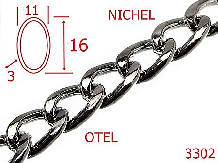 Lant poseta otel - 3302/LANT OTEL-11-mm-3-nichel---7J3--