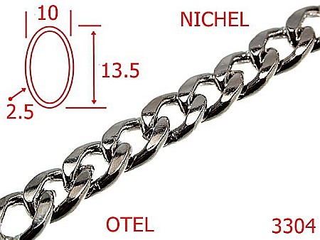 Lant poseta otel - 3304/LANT OTEL-10-mm-2.5-nichel---13.5--