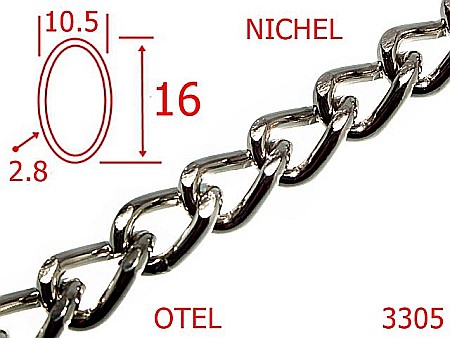 Lant poseta otel - 3305/LANT OTEL-10.5-mm-2.8-nichel---7H3--