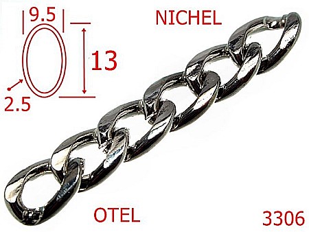 Lant poseta otel - 3306/LANT OTEL-9.5-mm-2.5-nichel---7H3--