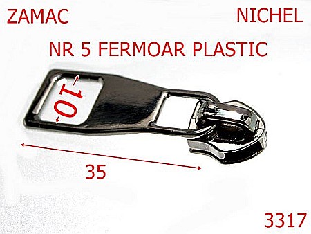 Cursori fermoar - 3317/CURSOR FERMOAR PLASTIC-NO 5-mm---nichel---11A3--