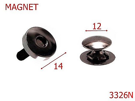 Magneti - 3326N/MAGNET APARENT-14-mm---nichel negru---7G4--