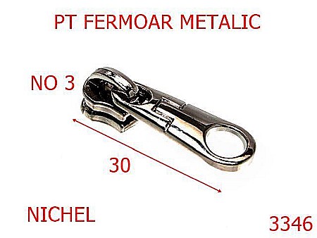 Cursori fermoar metalic - 3346/CURSOR PT ERMOAR METALIC-NO 3-mm---nichel-----