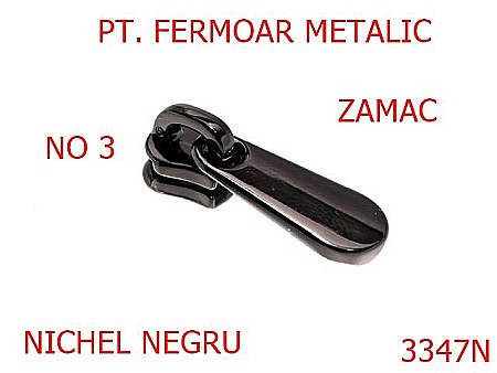 Cursori fermoar metalic - 3347N/CURSOR PT ERMOAR METALIC-NO 3-mm---nichel negru-----