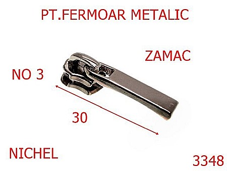 Cursori fermoar metalic - 3348/CURSOR PT ERMOAR METALIC-NO 3-mm---nichel-----