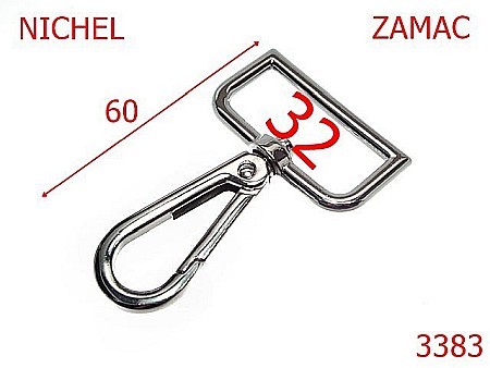 Carabine poseta - 3383/CARABINA 32 mm-32-mm---nichel---5J5-6D8--