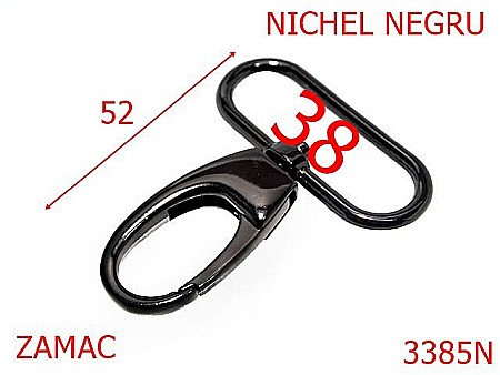 Carabine poseta - 3385N/CARABINA 38  mm-38-mm---nichel negru---5A6--