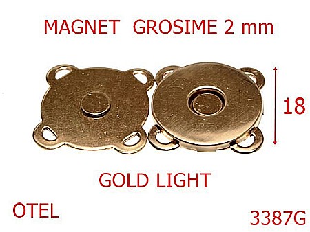 Magneti - 3387G/MAGNET PENTRU TEXTILE-18-mm---gold light-15B2--5J7--