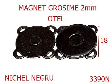 Magneti - 3390N/MAGNET PENTRU TEXTILE-18-mm---nichel negru-15B2--2E2/5F6 --