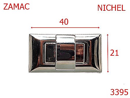 Inchizatori poseta - 3395/INCHIZATOARE DREPTUNGHIULARA-40X21-mm---nichel---12H8--