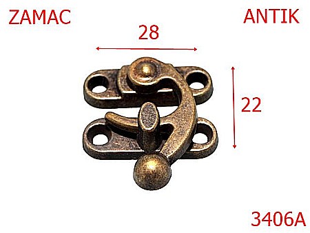 Inchizatori - 3406A/INCHIZATOR CASETA-28X22-mm---antic---13G11--