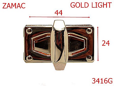 Inchizatori - 3416G/INCHIZATOARE DREPTUNGHIULARA-44X24-mm---gold light---14H11--