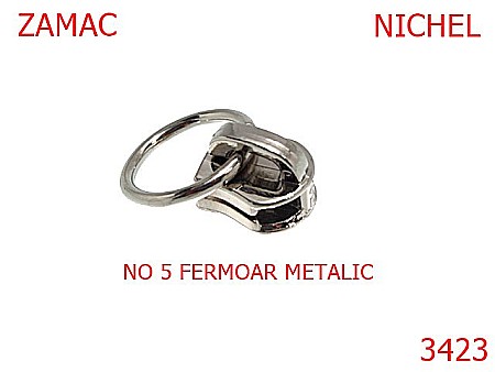 Cursori fermoar metalic - 3423/CURSOR PT FERMOAR METALIC-NO 5-mm---nichel-----