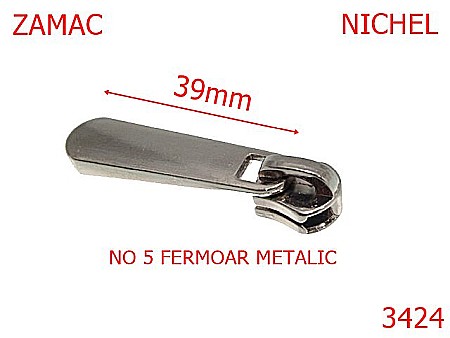 Cursori fermoar metalic - 3424/CURSOR PT FERMOAR METALIC-NO 5-mm---nichel-----