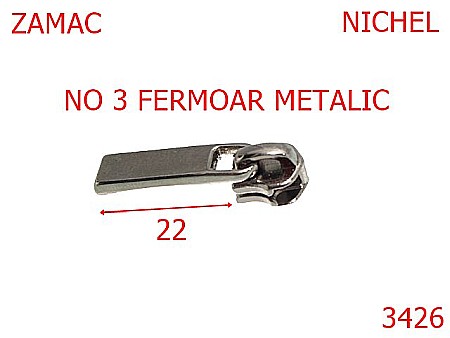 Cursori fermoar - 3426/CURSOR PT FERMOAR METALIC-NO 3-mm---nichel-----