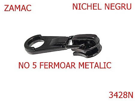 Cursori fermoar - 3428N/CURSOR PT FERMOAR METALIC-NO 5-mm---nichel negru-----