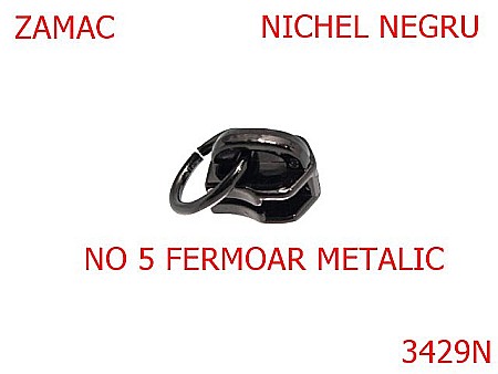 Cursori fermoar - 3429N/CURSOR PT FERMOAR METALIC-NO 5-mm---nichel negru-----