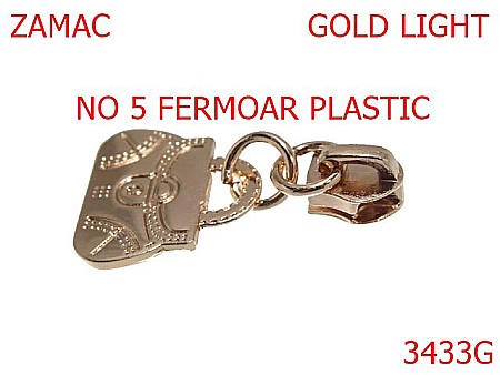 Cursori fermoar - 3433G/CURSOR PT FERMOAR PLASTIC-NO 5-mm---gold light-----