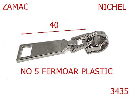 Cursori fermoar - 3435/CURSOR PT FERMOAR PLASTIC-NO 5-mm---nichel-----