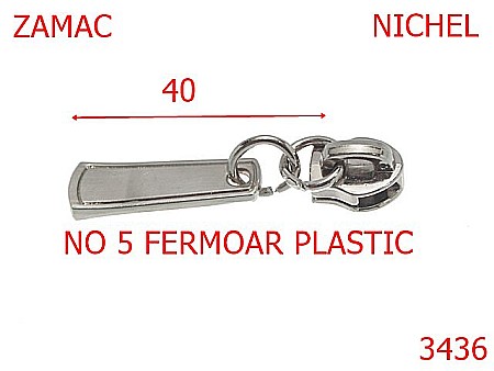 Cursori fermoar - 3436/CURSOR PT FERMOAR PLASTIC-NO 5-mm---nichel-----