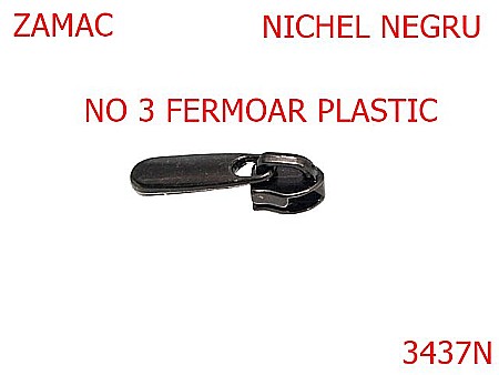 Cursori fermoar - 3437N/CURSOR PT FERMOAR PLASTIC-NO 3-mm---nichel negru-----