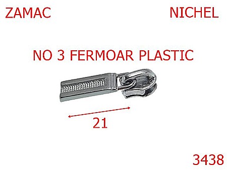 Cursori fermoar - 3438/CURSOR PT FERMOAR PLASTIC-NO 3-mm---nichel-----
