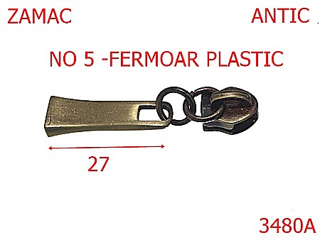 Cursori fermoar - 3480A/CURSOR FERMOAR NO 5/PLASTIC-NO 5-mm---antic-----