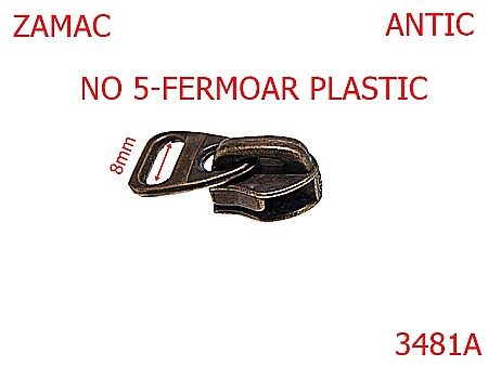 Cursori fermoar - 3481A/CURSOR FERMOAR NO 5/PLASTIC-NO 5-mm---antic-----