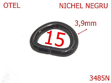 Inele D - 3485N/INEL D 15 mm-15-mm-3.9-nichel negru---3E8-3C8-3A1--