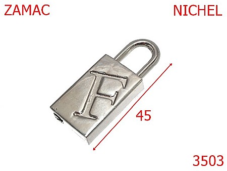 Accesorii metalice pentru marochinarie - 3503/LACATEL ORNAMENTAL-45-mm---nichel-15A2--2F1--
