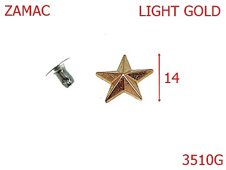 Accesorii metalice pentru marochinarie - 3510G/STELUTA 14 mm-14-mm---gold light--AK31-3G1-4H6--