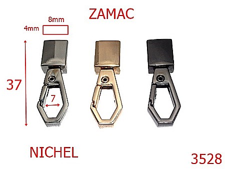 Carabine poseta - 3528/CARABINA LACAS DREPTUNGHIULAR-8X3-mm---nichel---5F7-7C3-7C4--